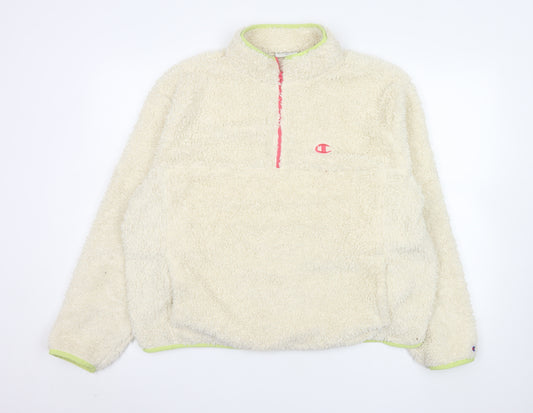 Champion Elite Womens Beige Fleece 1/4 Zip Pullover Hoodie XL