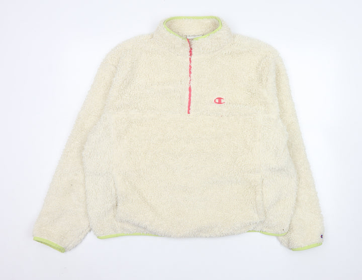 Champion Elite Womens Beige Fleece 1/4 Zip Pullover Hoodie XL
