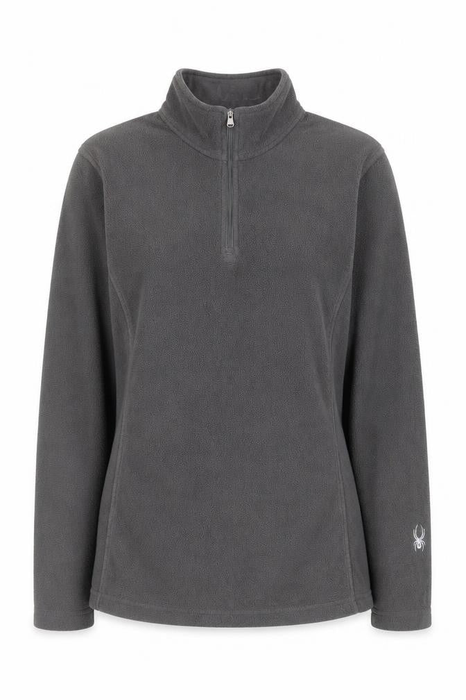 Front view of Spyder Women’s Grey Fleece 1/4 Zip Pullover Sweatshirt, size L, 14/16