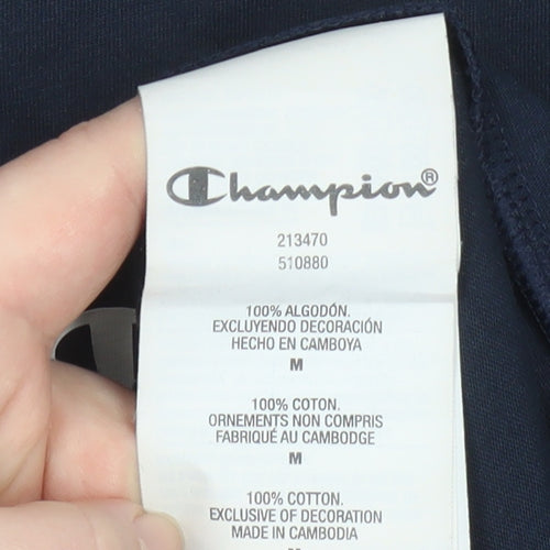 Champion Men's Blue Long Sleeve Crew Neck Cotton Top M