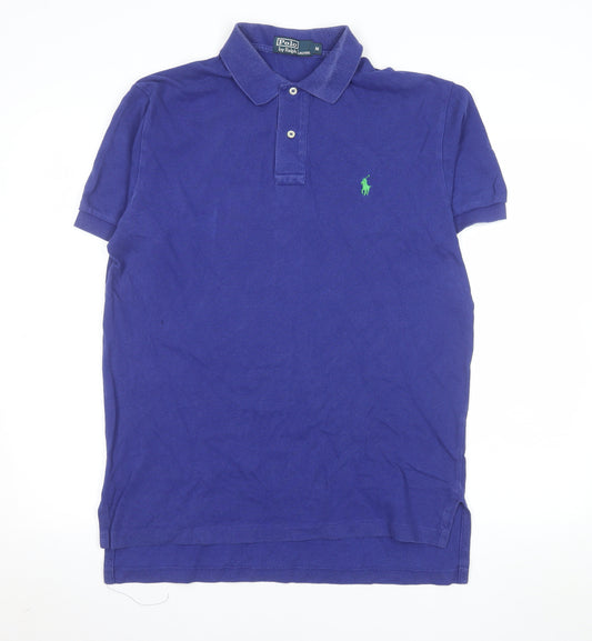 Ralph Lauren Men's Blue Cotton Polo Shirt Size M Short Sleeve