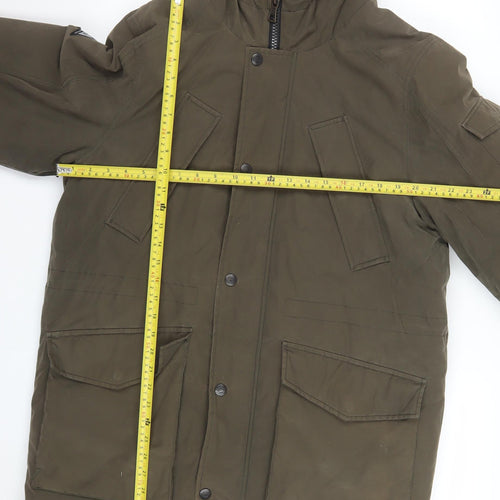 Next Men's Green Parka Coat M Faux Fur Hood Winter Jacket