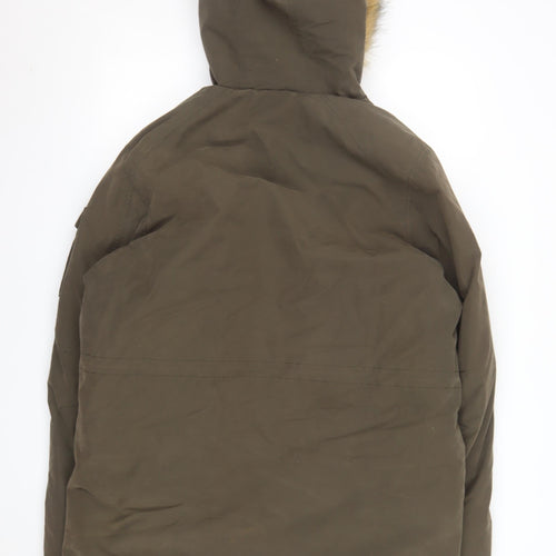 Next Men's Green Parka Coat M Faux Fur Hood Winter Jacket