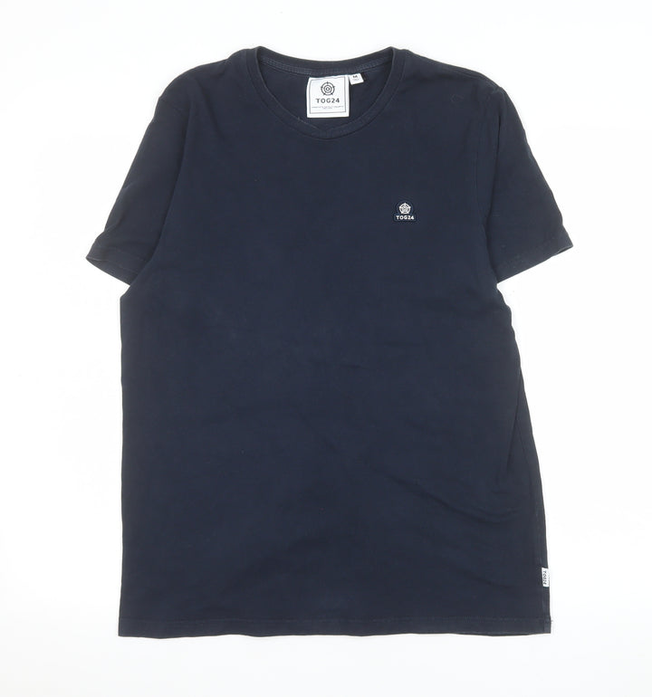 TOG24 Men's Blue Crew Neck Cotton Short Sleeve T-Shirt M