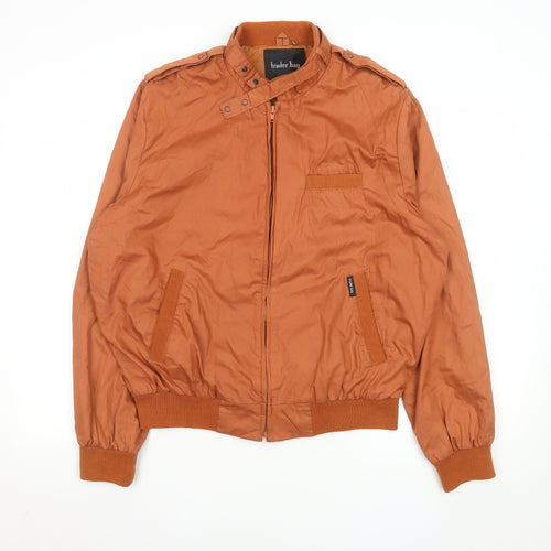 Trader Bay Men's Brown L Bomber Jacket Cotton Blend Zip Casual