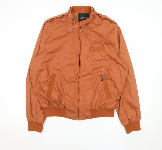 Trader Bay Men's Brown L Bomber Jacket Cotton Blend Zip Casual