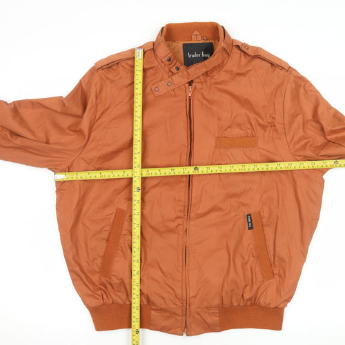 Trader Bay Men's Brown L Bomber Jacket Cotton Blend Zip Casual