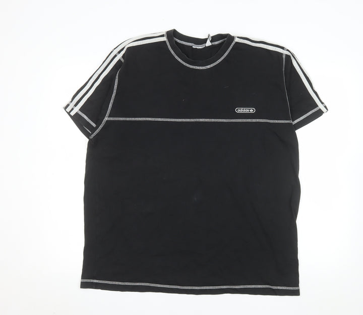 Adidas Men's Black XL Crew Neck Short Sleeve Cotton T-Shirt