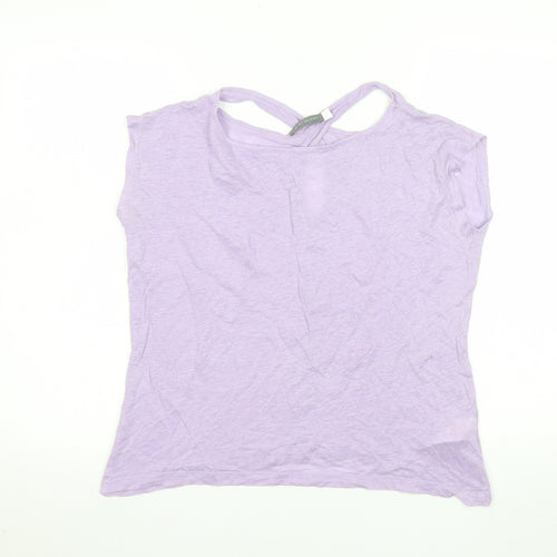 Mint Velvet Womens Purple Linen Short Sleeve Summer T-Shirt Size S