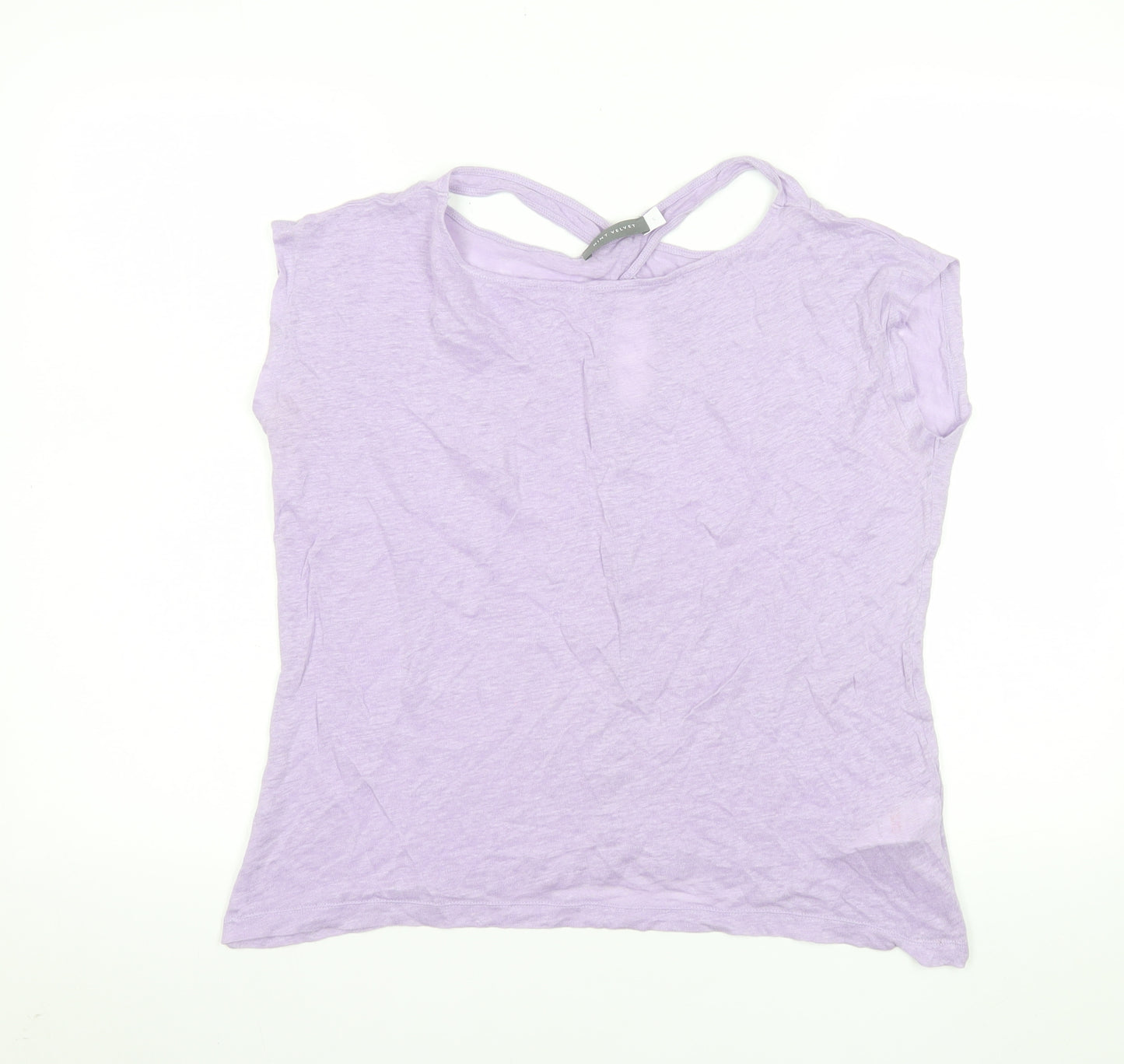 Mint Velvet Womens Purple Linen Short Sleeve Summer T-Shirt Size S