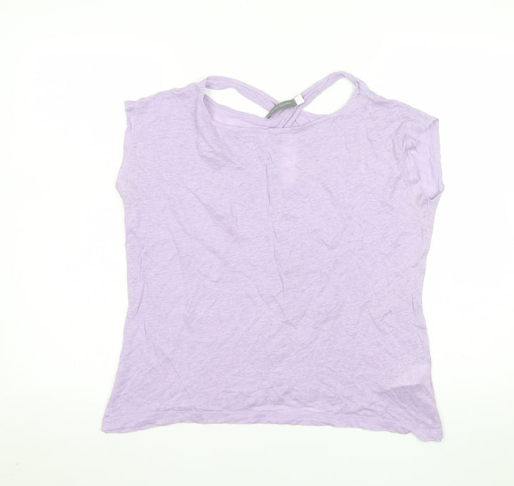 Mint Velvet Womens Purple Linen Short Sleeve Summer T-Shirt Size S