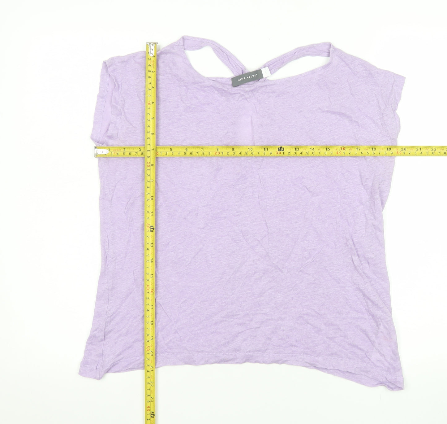 Mint Velvet Womens Purple Linen Short Sleeve Summer T-Shirt Size S