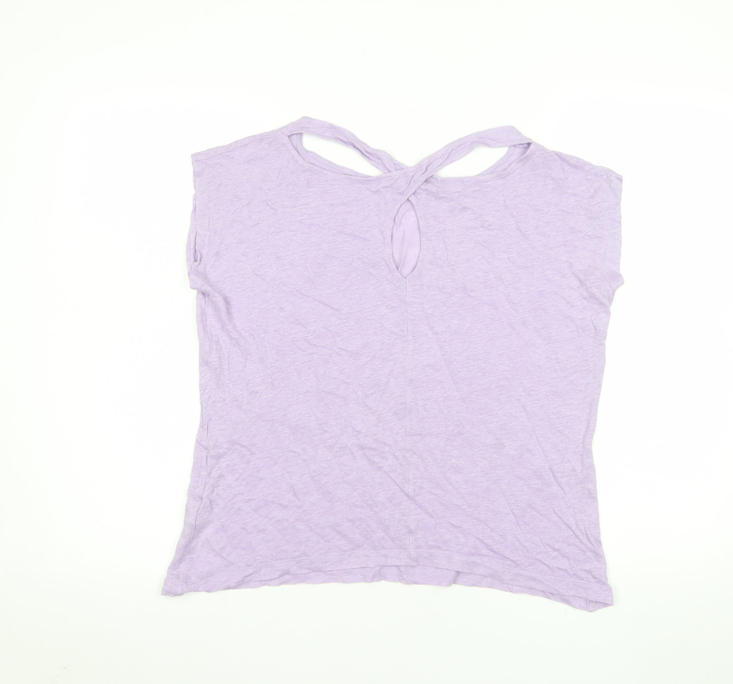 Mint Velvet Womens Purple Linen Short Sleeve Summer T-Shirt Size S