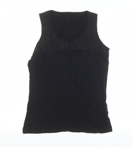 Marks and Spencer Women’s Black Lace Detail Cotton Tank Top Size 8