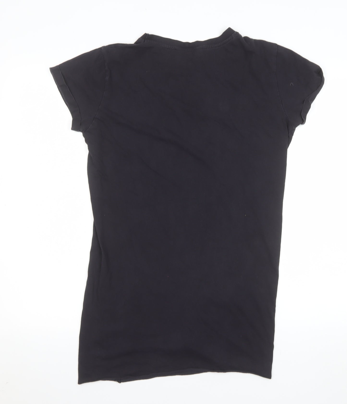 Miss Selfridge Women's Black Bonjour Madame Cotton T-Shirt Size 8
