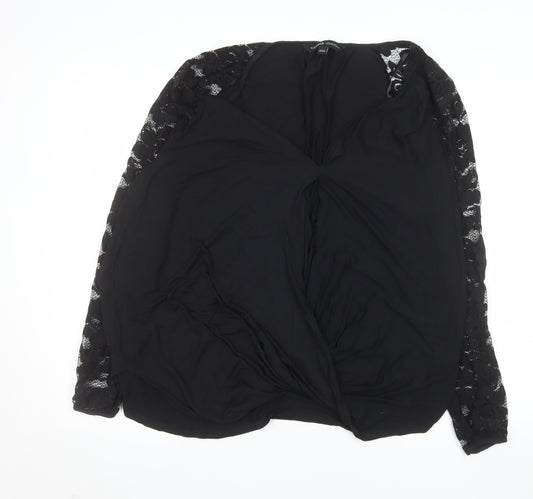 Capsule Women's Black Wrap Lace Long Sleeve Blouse UK 20