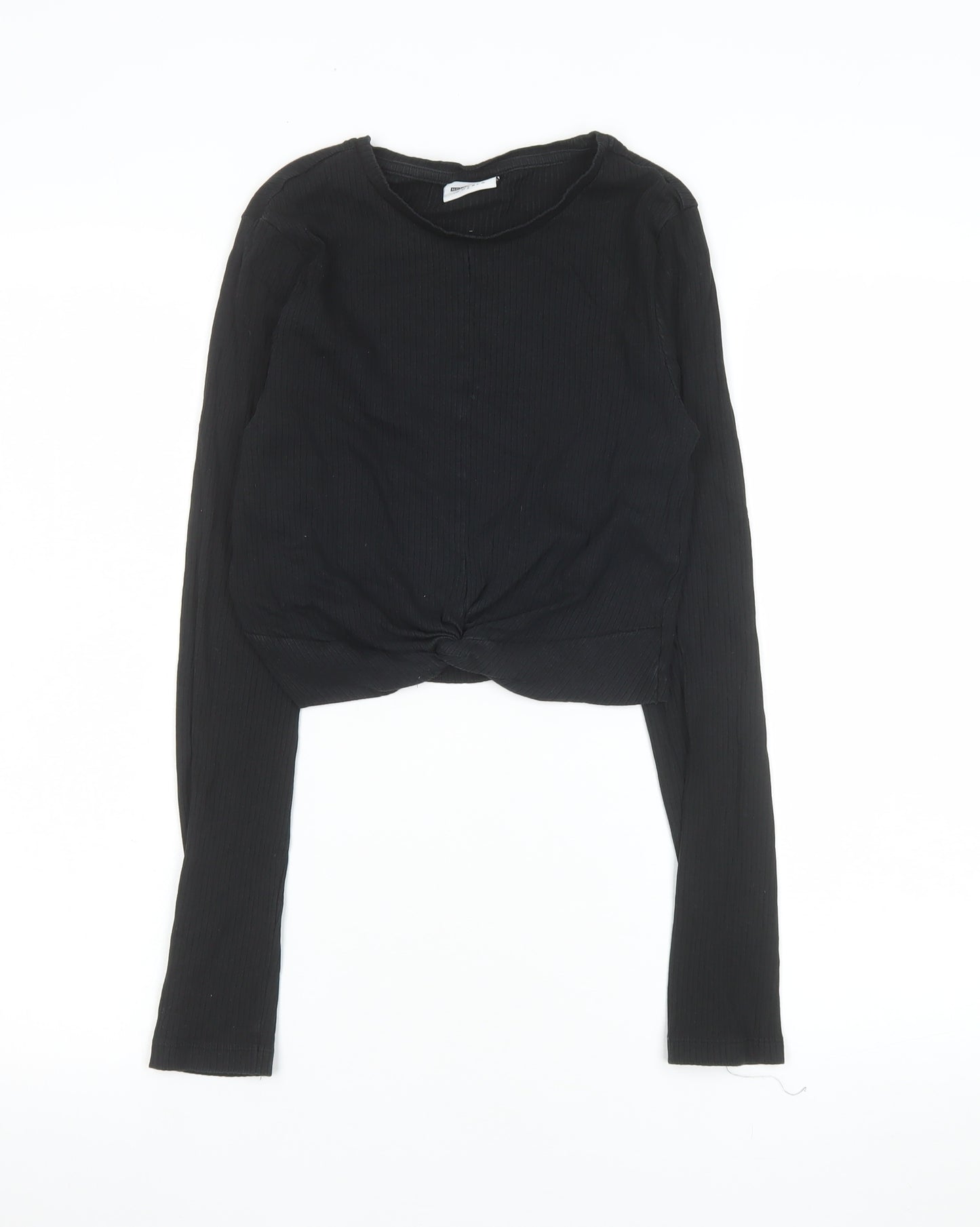 Noisy May Women's Black Cropped Long Sleeve Cotton Top Size S
