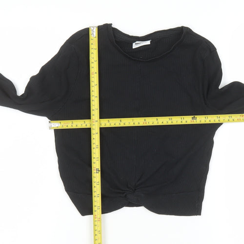 Noisy May Women's Black Cropped Long Sleeve Cotton Top Size S