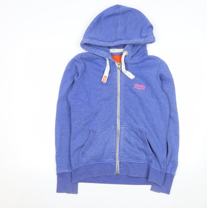 Superdry Women Blue Hooded Full Zip Jacket Size M