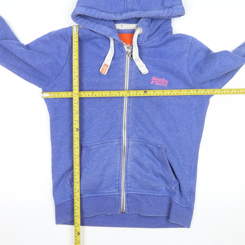 Superdry Women Blue Hooded Full Zip Jacket Size M