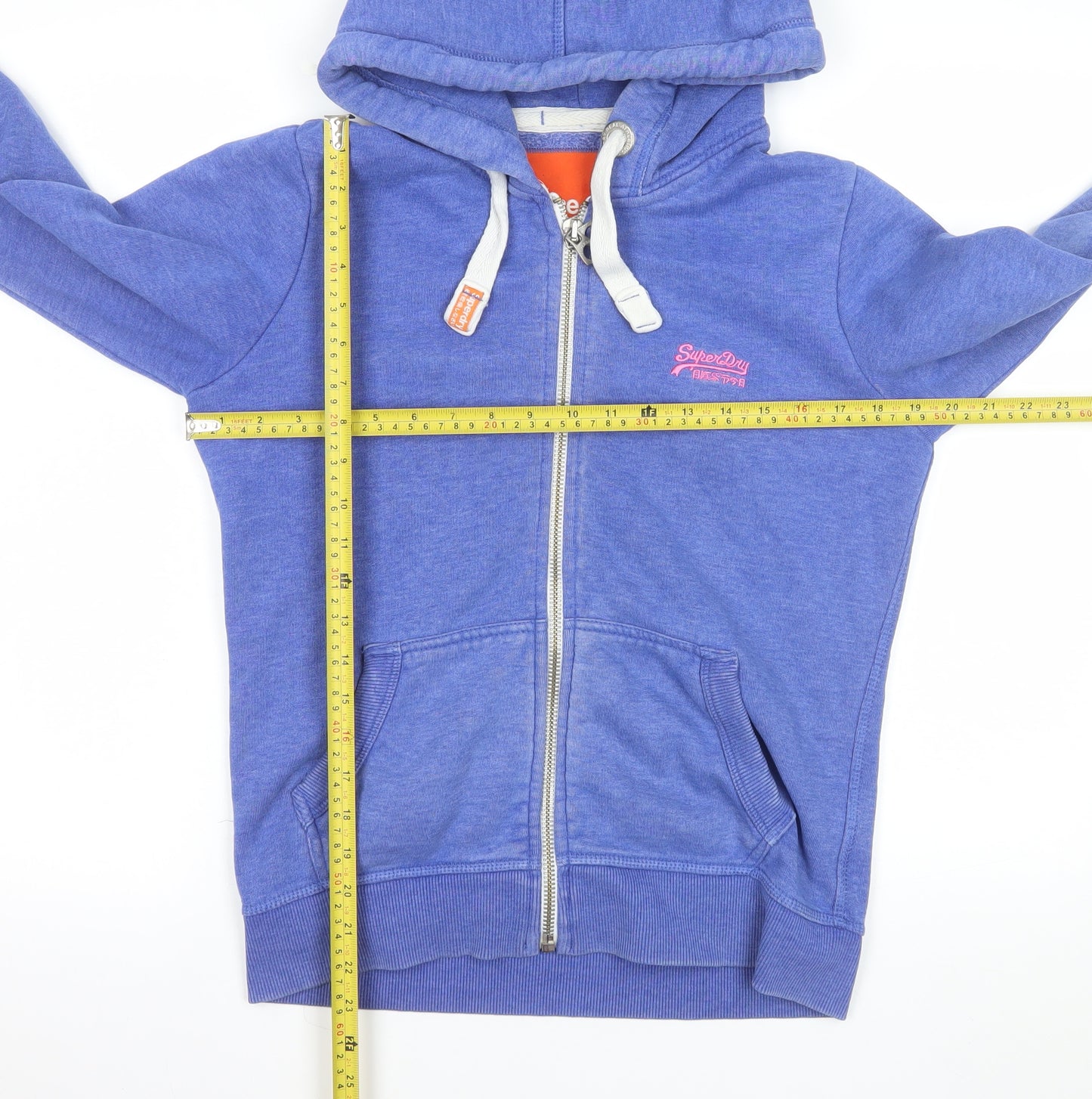 Superdry Women Blue Hooded Full Zip Jacket Size M