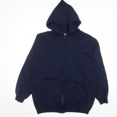 Airak Men Blue XL Hooded Full Zip Graphic Fleece Jacket