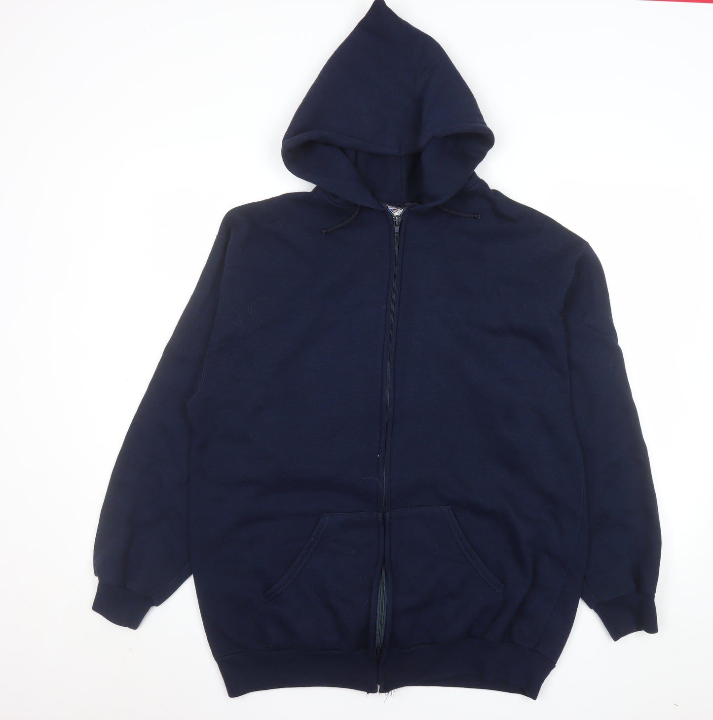 Airak Men Blue XL Hooded Full Zip Graphic Fleece Jacket