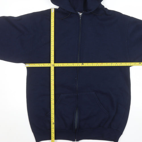 Airak Men Blue XL Hooded Full Zip Graphic Fleece Jacket