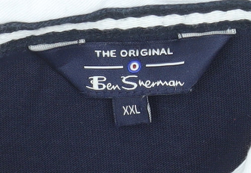 Ben Sherman Men’s Multicoloured 2XL Long Sleeve Cotton Polo Shirt