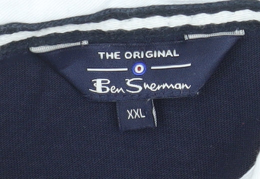 Ben Sherman Men’s Multicoloured 2XL Long Sleeve Cotton Polo Shirt