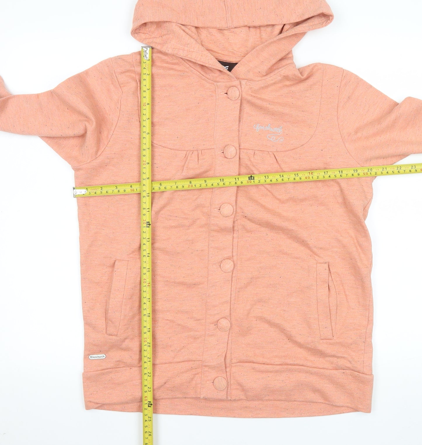 Fenchurch Women Pink Hooded Button-Up Basic Jacket XL