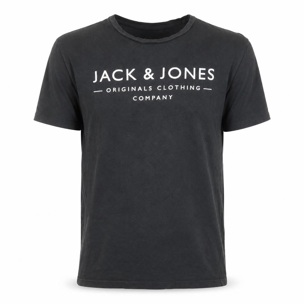 Jack & Jones Men's Black Small Crew Neck Graphic Logo T-Shirt