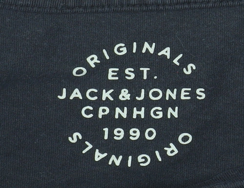 Jack & Jones Men's Black Small Crew Neck Graphic Logo T-Shirt