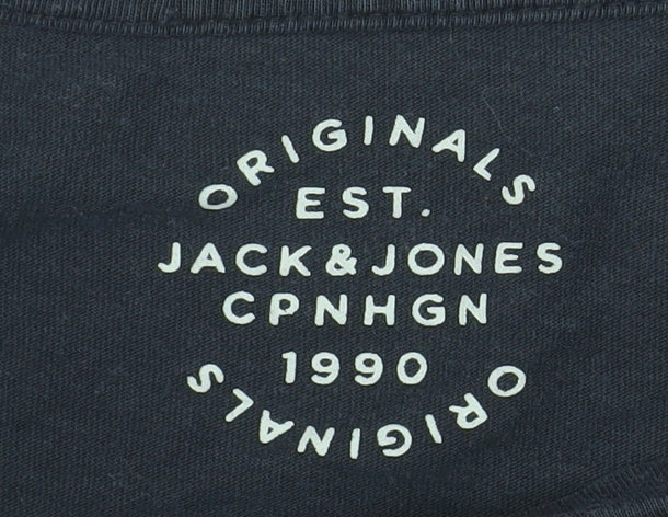 Jack & Jones Men's Black Small Crew Neck Graphic Logo T-Shirt