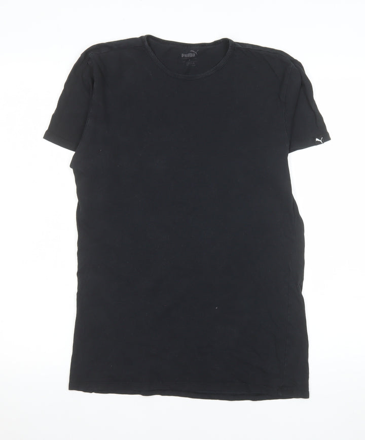 Puma Men's Black Small Crew Neck Cotton T-Shirt