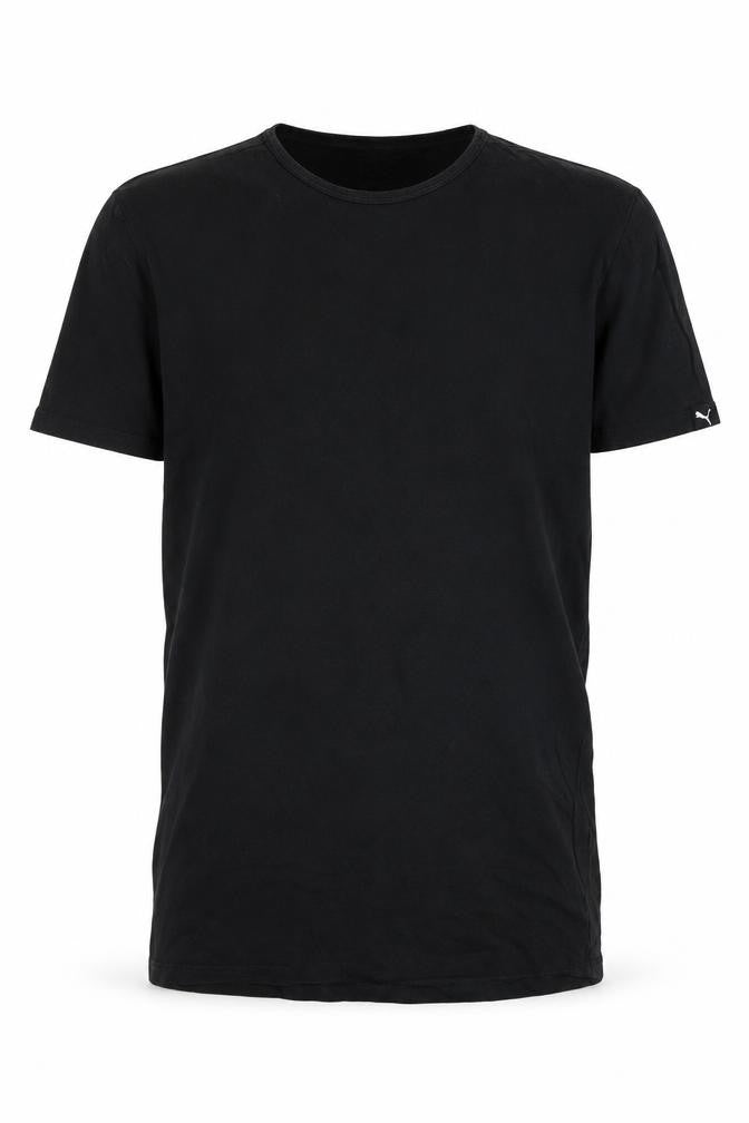 Front view of Puma Men's Black Small Crew Neck Cotton T-Shirt