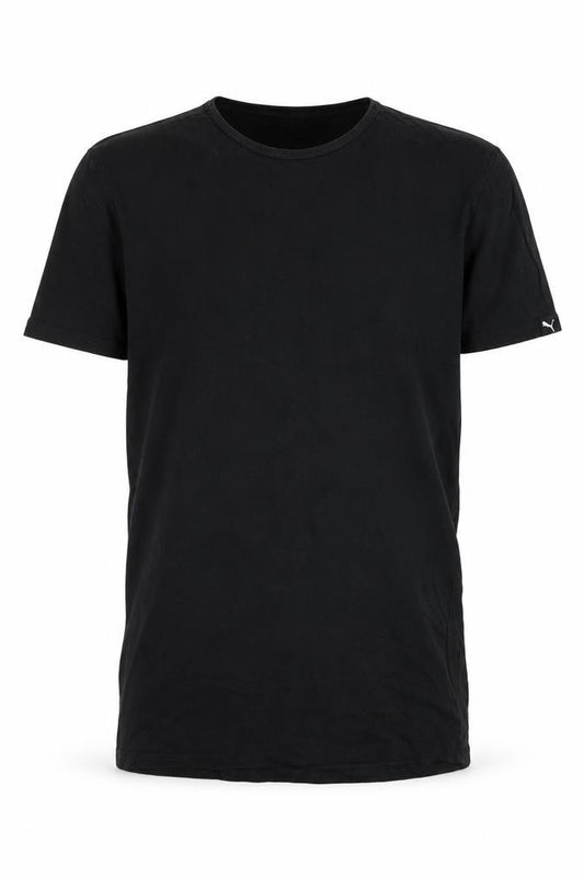 Front view of Puma Men's Black Small Crew Neck Cotton T-Shirt