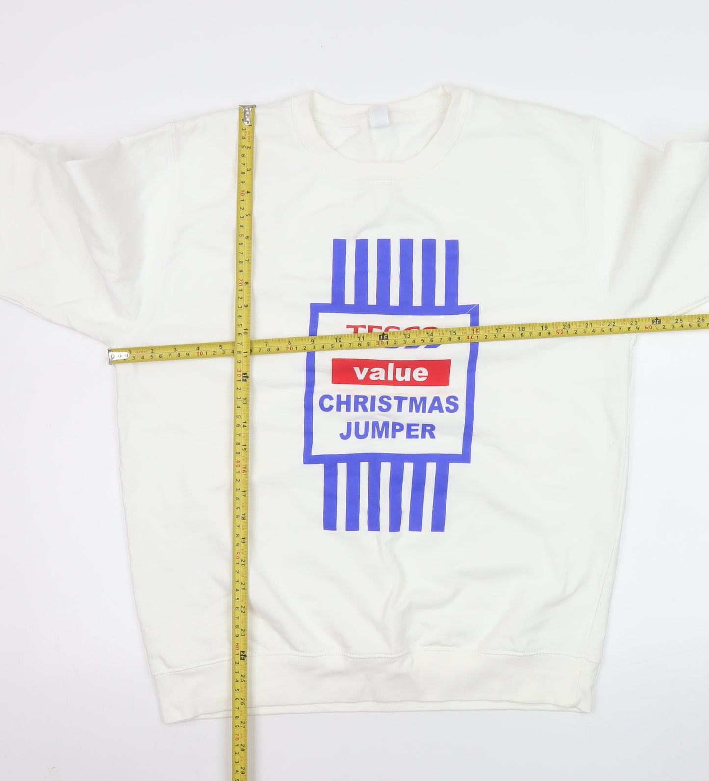 Just Hoods Mens White Christmas Graphic Sweatshirt L Pullover