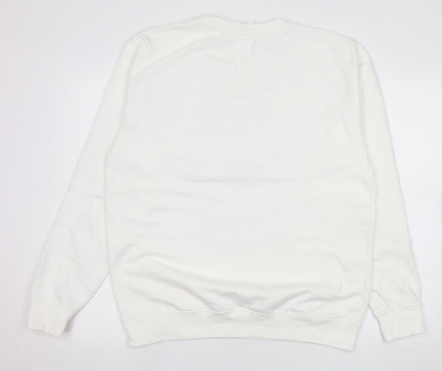 Just Hoods Mens White Christmas Graphic Sweatshirt L Pullover