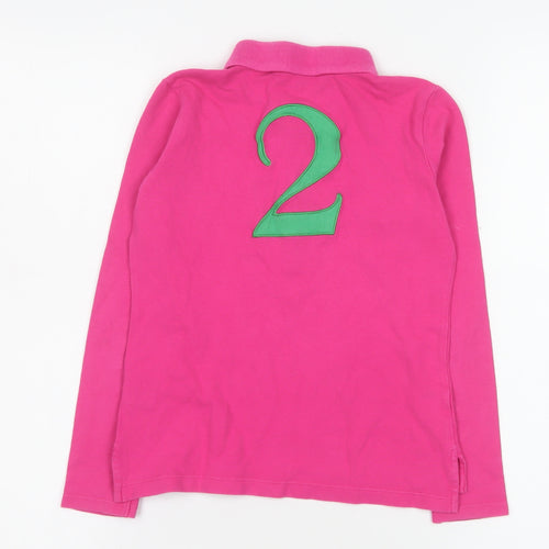 Ralph Lauren Girls Pink Long Sleeve Polo Shirt Size 7 Cotton Stretch