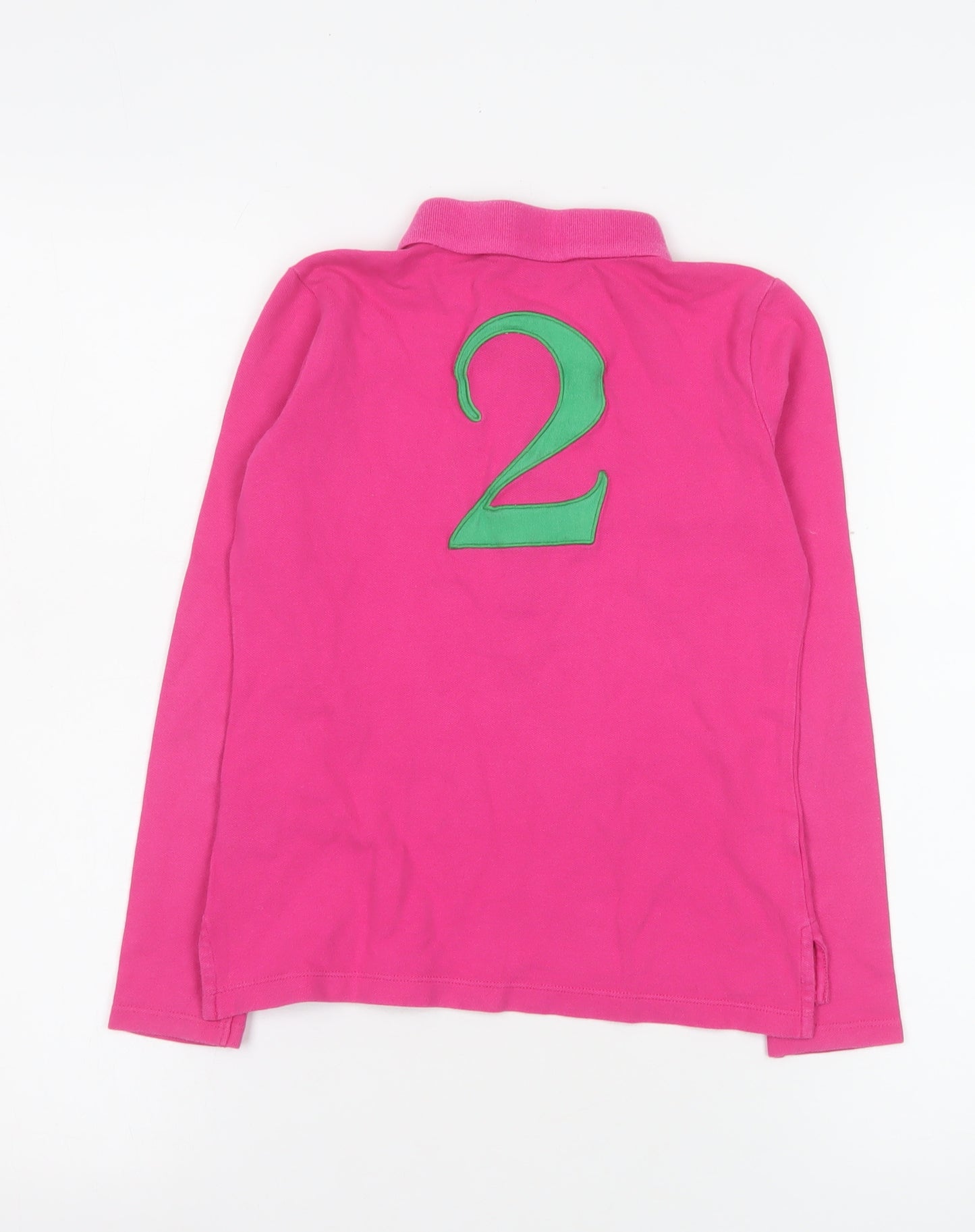 Ralph Lauren Girls Pink Long Sleeve Polo Shirt Size 7 Cotton Stretch