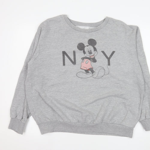 Disney Women Grey Mickey Mouse Pullover Sweatshirt Size 14 XL