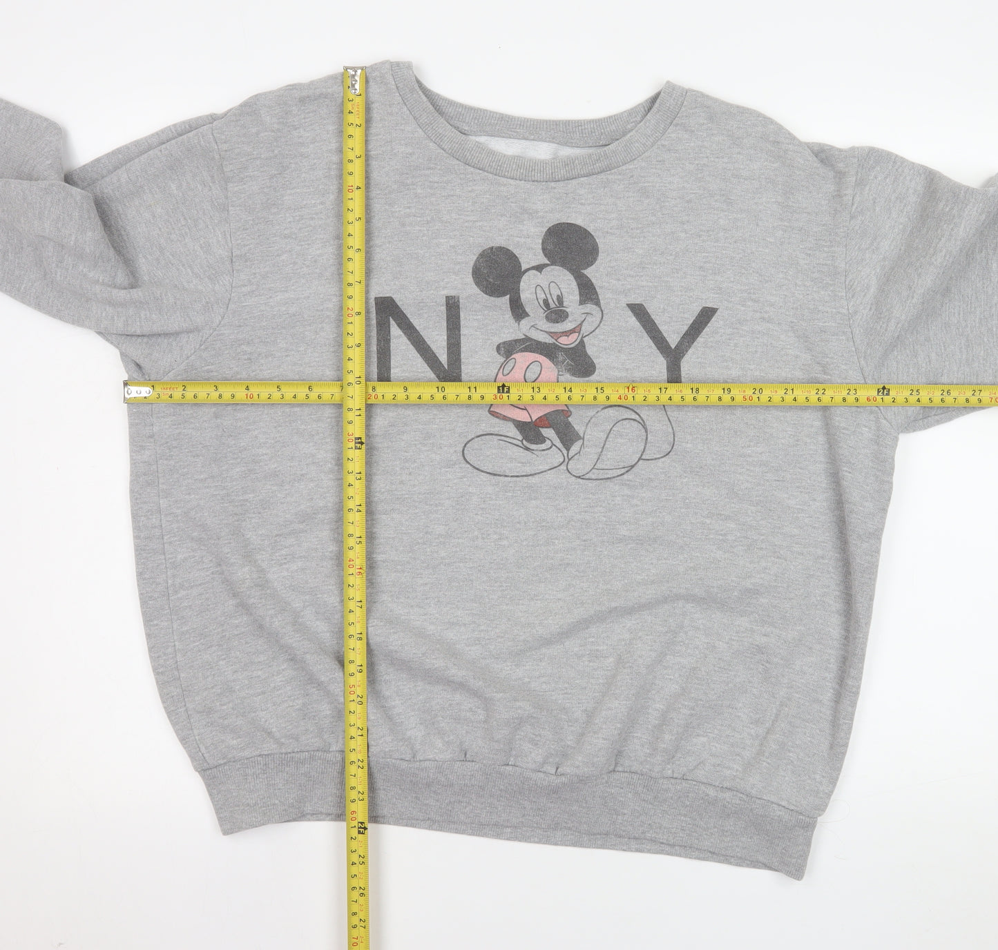 Disney Women Grey Mickey Mouse Pullover Sweatshirt Size 14 XL