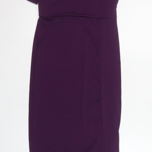 Ginger Women's Purple Midi Bodycon Dress Size M Short Sleeve