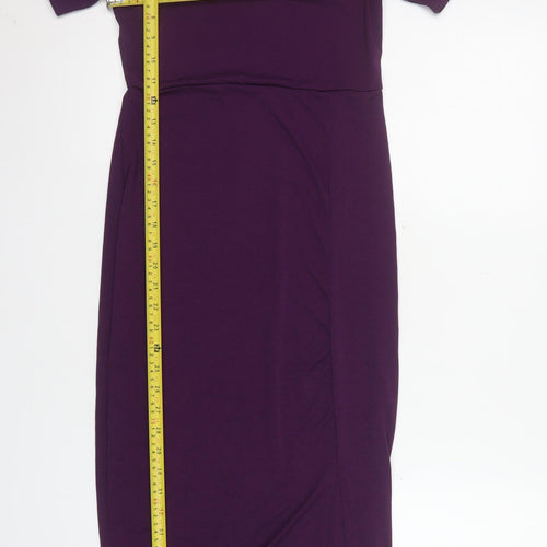 Ginger Women's Purple Midi Bodycon Dress Size M Short Sleeve