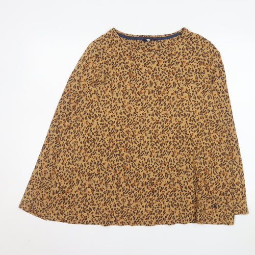 Joules Women's Brown Animal Print Long Sleeve Cotton T-Shirt Size 18