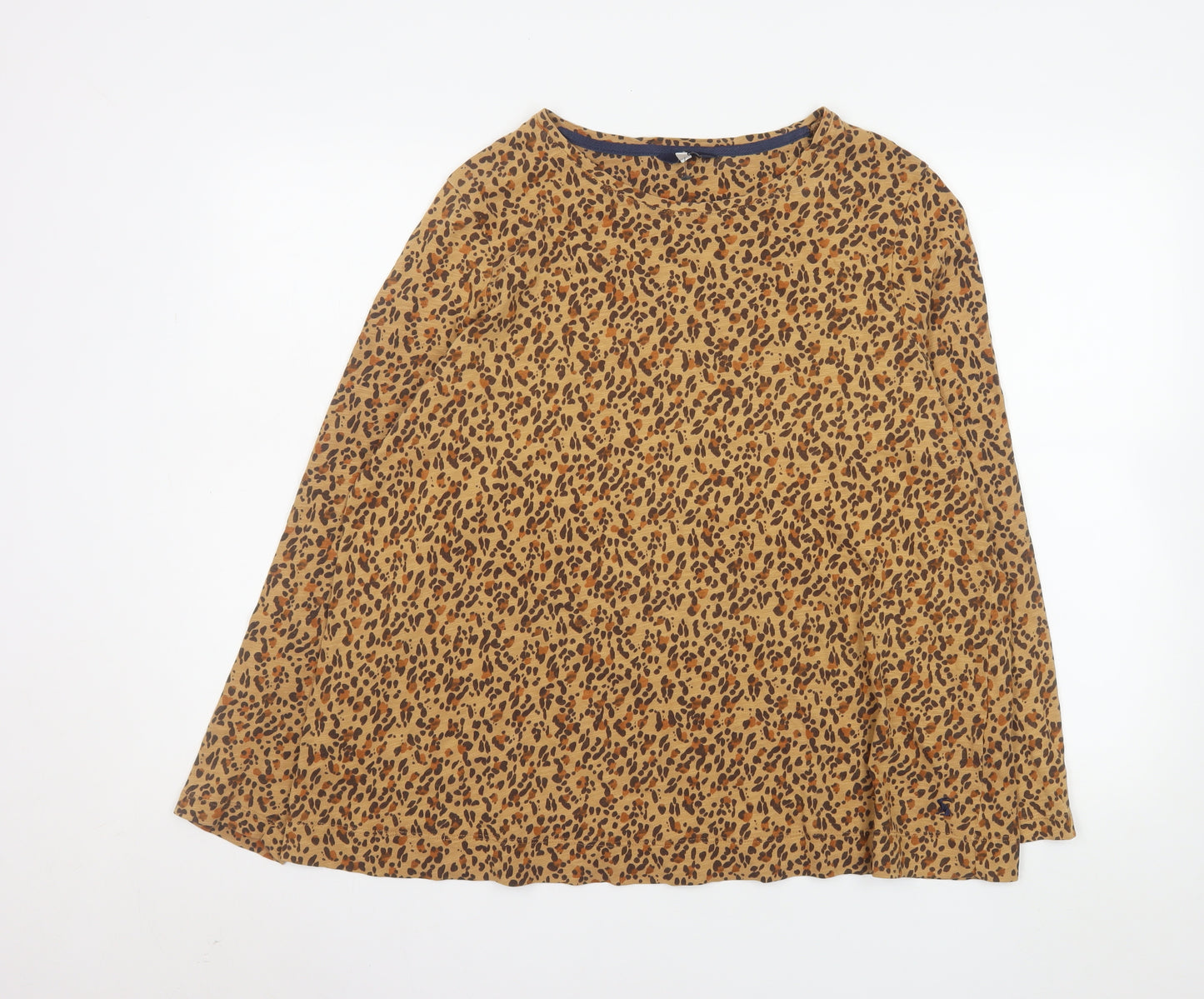 Joules Women's Brown Animal Print Long Sleeve Cotton T-Shirt Size 18