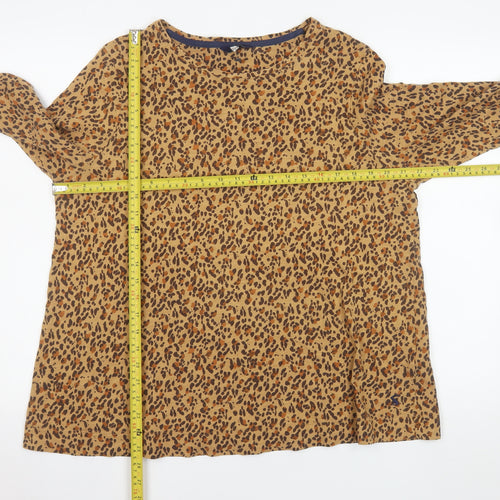 Joules Women's Brown Animal Print Long Sleeve Cotton T-Shirt Size 18