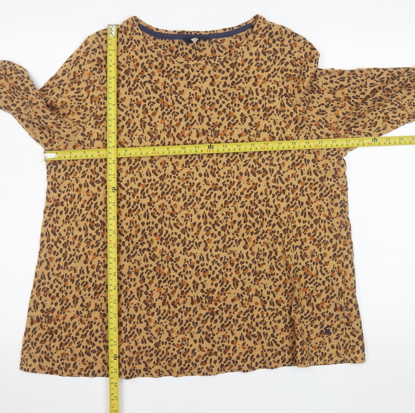 Joules Women's Brown Animal Print Long Sleeve Cotton T-Shirt Size 18