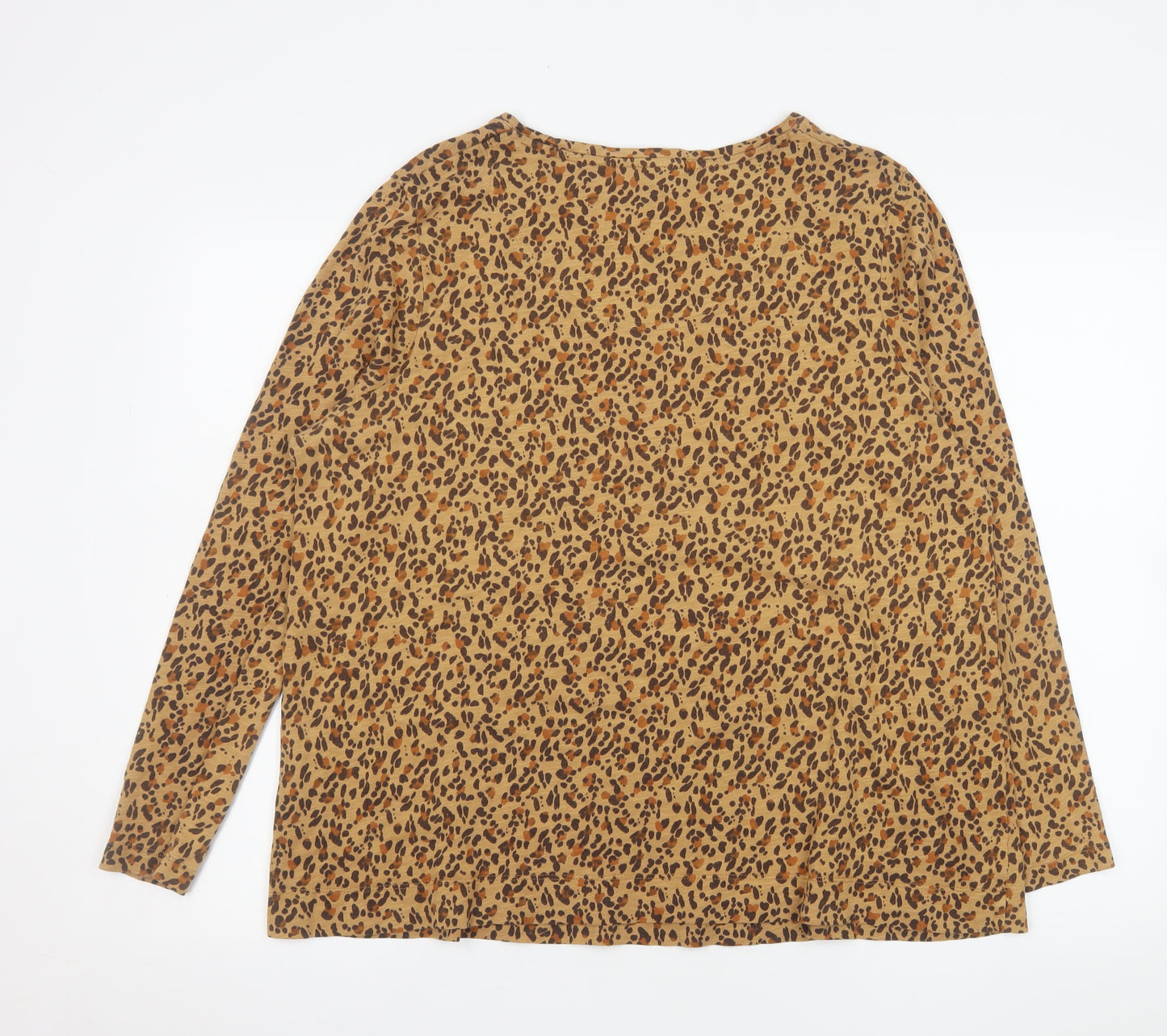Joules Women's Brown Animal Print Long Sleeve Cotton T-Shirt Size 18